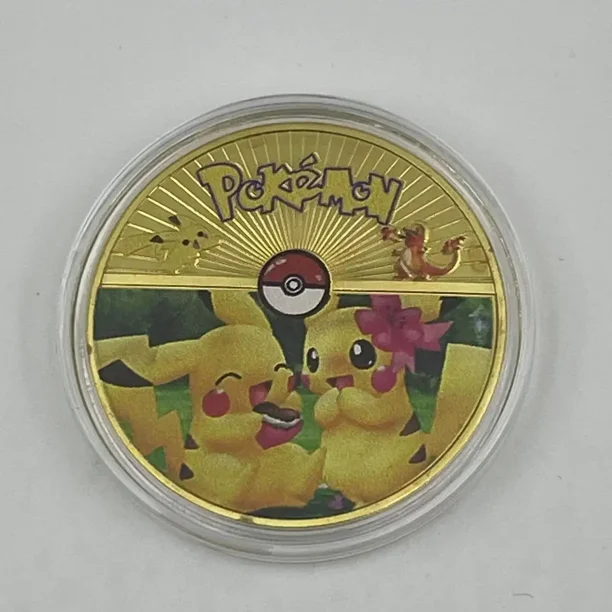 Commemorative Coin Pikachu Gold Coin Charizard Mewtwo Collection Metal Gold Coin Children's Toy Birthday Christmas Gift