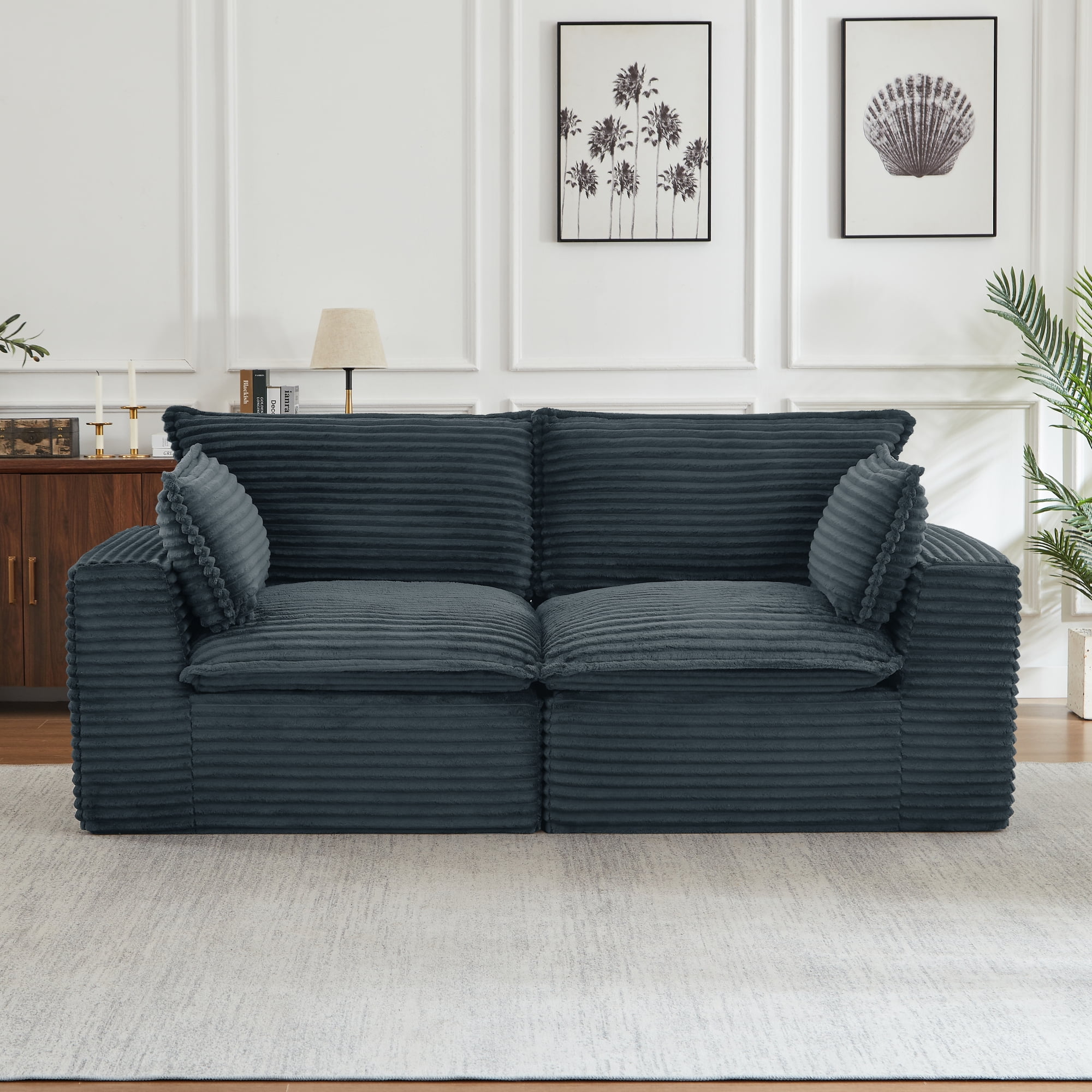 Jopath Cloud Loveseat Sofa Couches,Modern 2-Seater Boneless Sofa Couches,Fluffy Group Sofas for Living Room Bedroom,DARK GREY