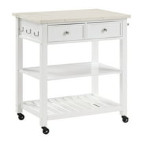 Litchfield Kitchen Cart Engineered Wood With Faux Marble Top in White Finish