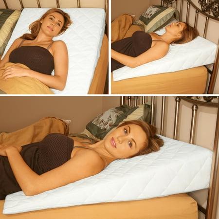 Deluxe Comfort Better Sleep Wedge (30" x 26" x 9") - Helps to Manage Acid Reflux - Back Pain Relief - Wake Up Refreshed - Bed Wedge, White