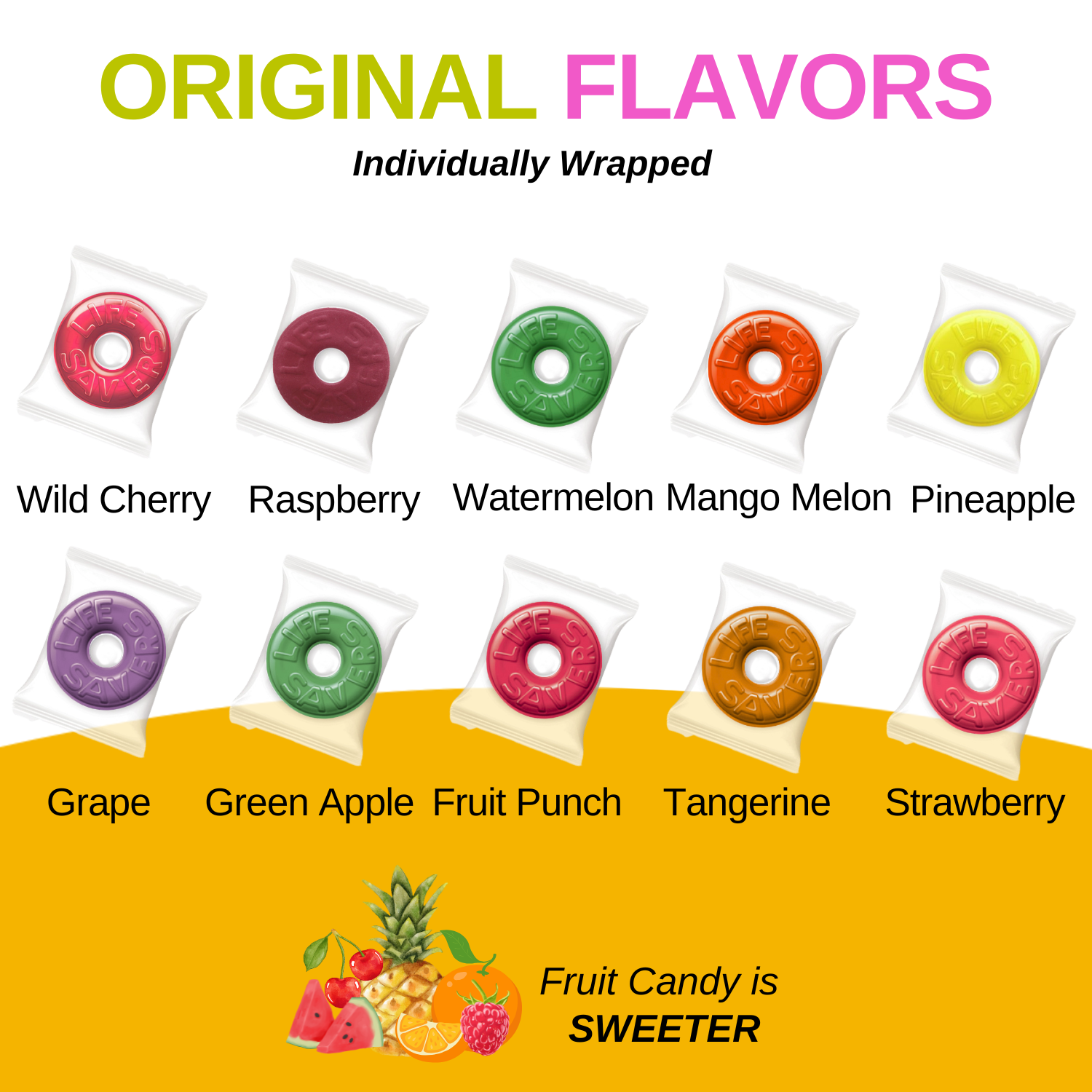 Life Savers Hard Candy Individually Wrapped - 2 LB of Lifesavers 10 Fruit Flavor