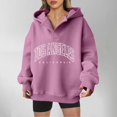 thumbnail image 2 of Womens Blouses Dressy Casual Winter Fall Oversized Hooded Long Sleeve Bell One Shoulder Hoody Graphic Leisure Cotton Hoodie Sweatshirt(Pink,XXL), 2 of 4