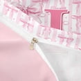 thumbnail image 3 of Meiyoeat Girly Bow Letter H Twin Bedding for Girls Adults, Cute Stripe Duvet Cover Set for Decor, Light Pink White,Pink Reversible,2pcs,No Comforter, 3 of 5