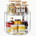 thumbnail image 1 of LAMU 2 Tier Lazy Susan Turntable Cabinet Organizer, Rotating Kitchen Spice Organizer, Storage Rack for Kitchen, Fridge and Bathroom, Makeup Holder Cosmetic Storage and Organizer Clear, 1 of 7