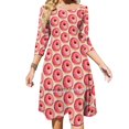 thumbnail image 1 of Vestido de verano con escote cuadrado y estampado de rosquilla de fresa, elegante vestido de mujer con cuello halter, estampado de rosquilla de comida, rosa, 1 of 6