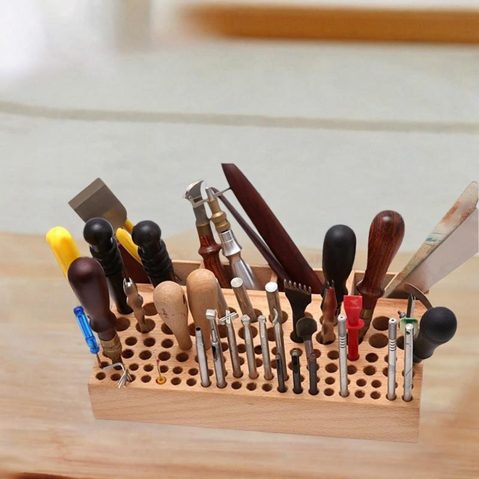 Wxqbjtam Leather Craft Tool Holder Home Wood Leathercraft Stand Holder for Painting Brush