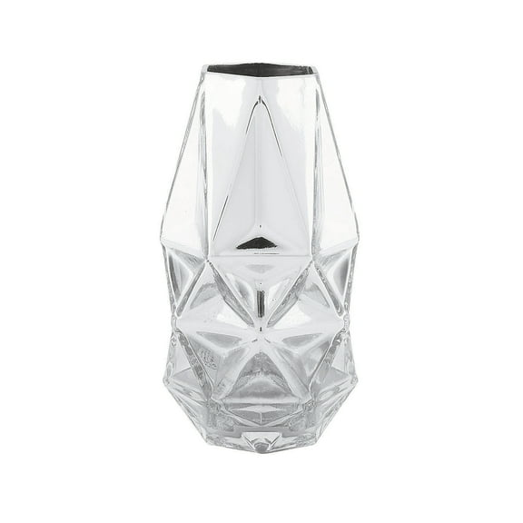 Silver Reflective Geometric Vase 10.5In - Home Decor - 1 Piece