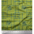 thumbnail image 1 of Soimoi Green Cotton Poplin Fabric Leaves & Geometric Printed Craft Fabric by the Yard 56 Inch Wide, 1 of 3