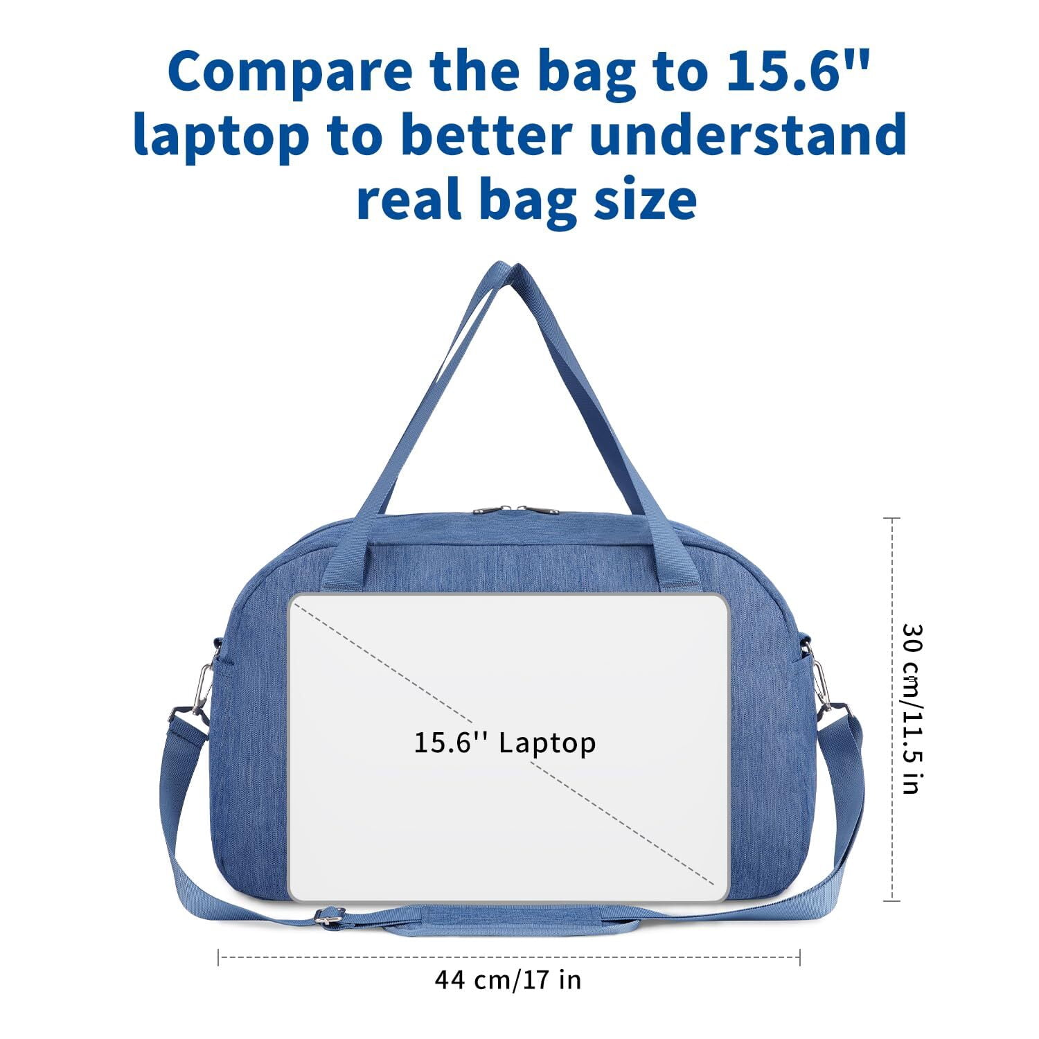 Underseat Bag Weekender Travel Duffel Tote with Adjustable Shoulder Straps for Spirit Airlines Personal Item Bag 18x14x8 for Gym Overnight, Blue