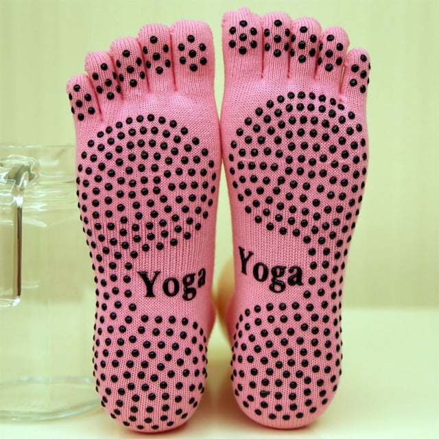 Calcetines de yoga para hombres y mujeres, calcetines deportivos y de fitness, antideslizantes, calcetines de cinco dedos, calcetines de yoga antideslizantes