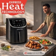 Gourmia 7 Qt Air Fryer, 12 Presets, Digital Display, FryForce 360°, Large Capacity, Black