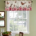 thumbnail image 4 of Pink Roses Birds Vintage Valances for Windows, Decorative Rod Pocket Window Valance Curtains, Spring Floral Butterflies Short Curtain Drapes for Kitchen/Bathroom/Living Room, 2 Panels, 60" W x 18" L, 4 of 8