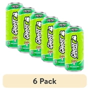 (6 pack) GHOST® ENERGY Zero Sugar Energy Drink, WARHEADS Sour Green Apple, 200mg Natural Caffeine, 16 fl oz Can