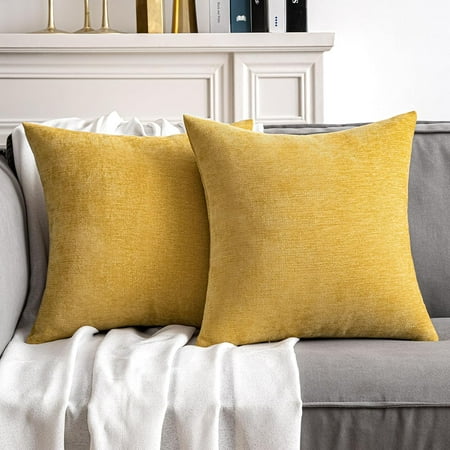 

MIULEE Pack of 2 Mustard Yellow Decorative Pillow Covers 16x16 inch Soft Chenille Couch Throw Pillows Farmhouse Cushion Covers for Home Decor Sofa Bedroom Living Room