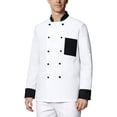thumbnail image 2 of Hearthz Unisex Mens Womens Chef Coat Cooks Jacket Long Sleeves Men's Chef Coat Womens Restaurant Kitchen Cook Shirt Chef Coat Cooking Uniforms (White,XXXL), 2 of 5