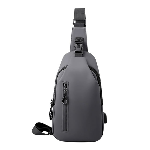 Ohufall Men’s Trendy Leather Motorcycle Chest Bag Sling Bag Crossbody Bag Perfect For Riding Daily Commute