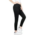 thumbnail image 3 of BodiLover, Women's, Ripped Ankle Length Mid Rise 5 Pockets Comfy Skinny Cropped Jeans, Black, 17, 3 of 4