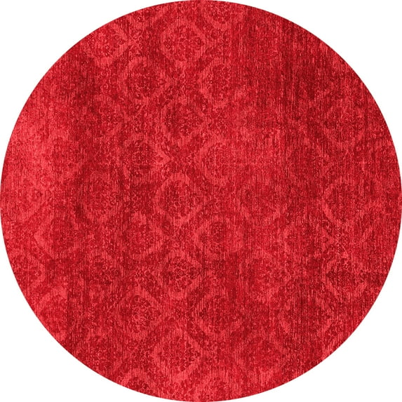 Ahgly Company Machine Washable Indoor Round Abstract Red Modern Area Rugs, 6' Round
