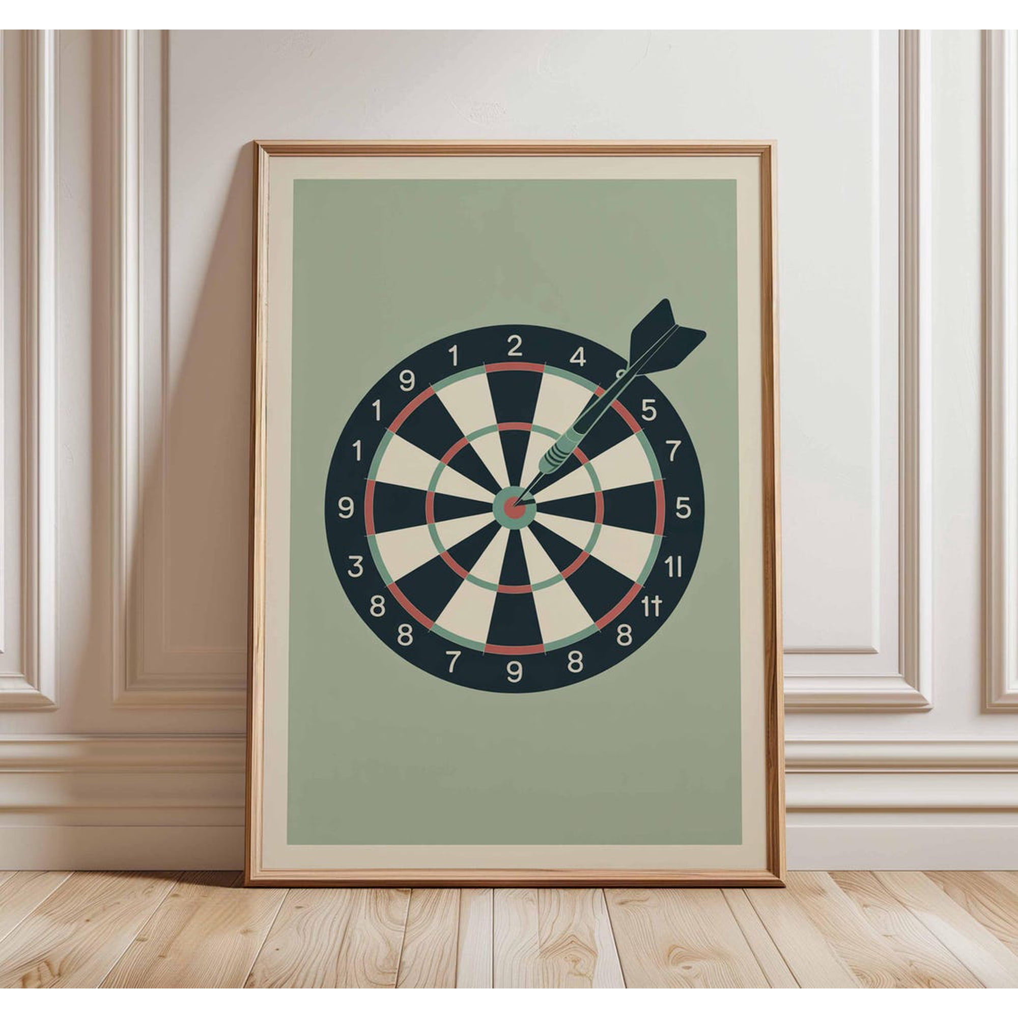 Dartboard Retro Pub Game Vintage Minimalist Dart Mid Century Modern Room Bar Decor Poster Wall Art Print