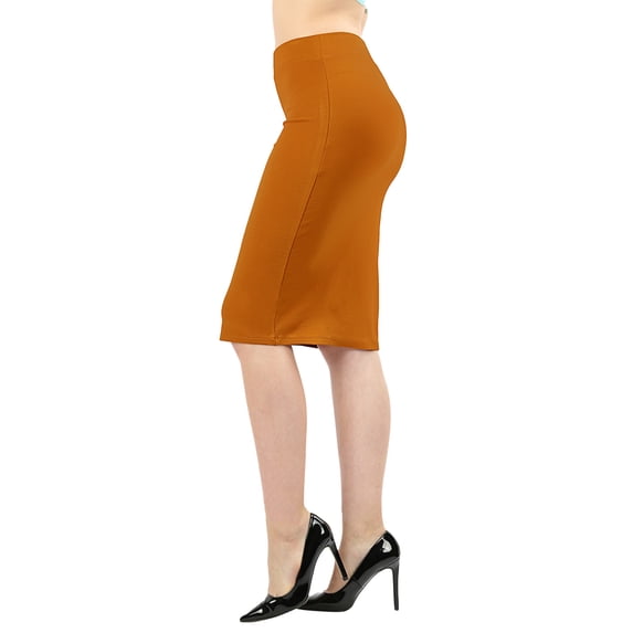 Women & Plus Ponte Knit Basic Knit Pencil Midi Skirt