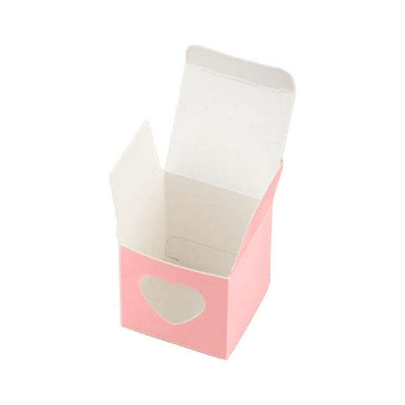 Set of 50 Mini Cake Boxes Heart Window for Showcasing Treats Gift Box