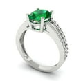 thumbnail image 2 of 2.32 ct Oval Cut Simulated Emerald Solitaire with Simulated Diamond Accents 18K White Gold Womens Engagement Ring, 2 of 5
