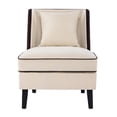 thumbnail image 6 of Sesslife Accent Chair with Back Pillow, Modern Armless Single Sofa Chair with Padded Sponge Seats, Soft Velvet Upholstered Reading Side Chair Solid Wood Legs for Living Room, Bedroom, Cream, 6 of 13