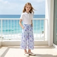 thumbnail image 6 of Girls Wide Leg Pants Gradient Heart Print Elastic Waist Loose Fit Cotton Culottes Casual Summer Trousers for Girls, Purple, Sizes 7-8, 6 of 8