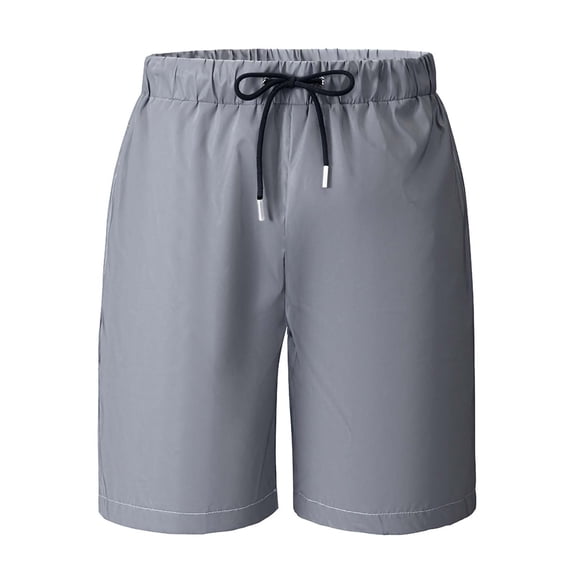 Men Reflective Shorts Fluorescent Short Pants Casual Straight Leg Night Jogger with Mesh Lining Gray