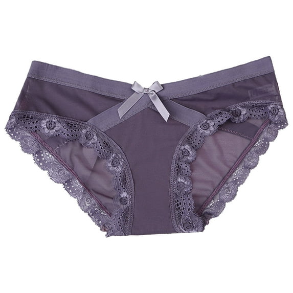 eczipvz Women Underwear Women's Fashion Briefs Low Waist Mesh Solid Color Briefs Cotton Crotch Underwear Women Panties Grey,L