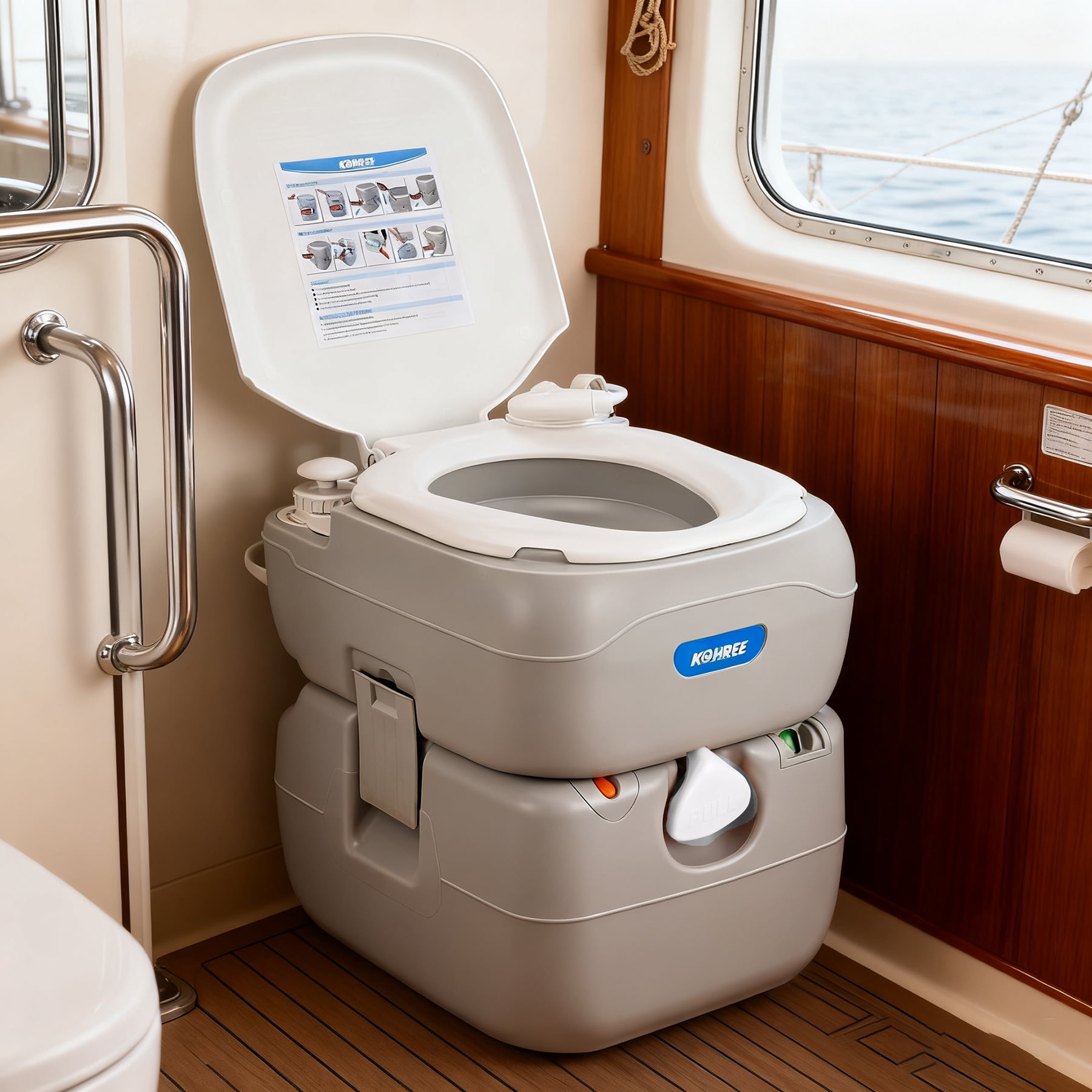 Kohree 5.8 Gal  Portable Toilet with Level Indicator Leak-Proof Porta Potty for RV Camper Boat Home Use