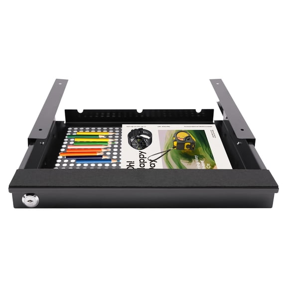 14” Modern Sliding Pull-out Drawer Storage Organizer for Standing Desks, Black Desk Organizer with Smooth Glide for Office