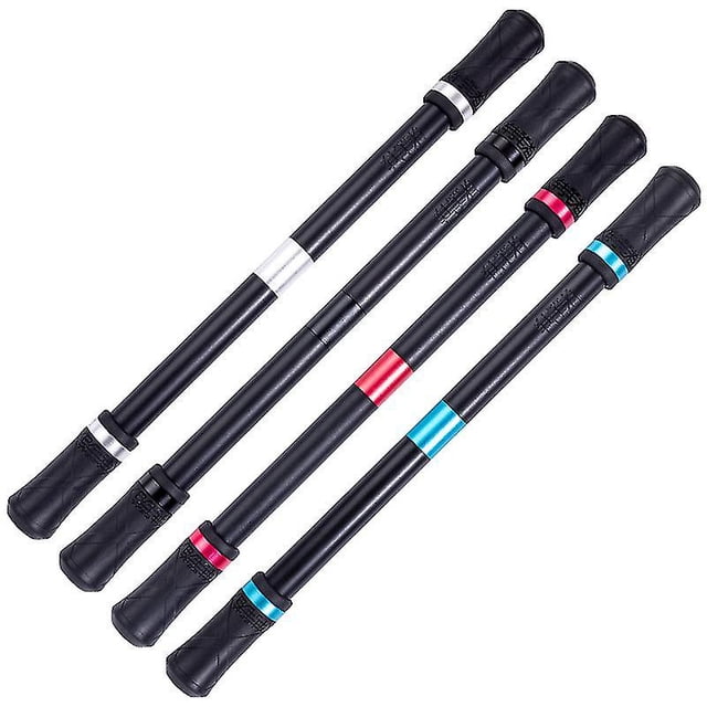 Paquete de 4 bolígrafos giratorios para ejercicio, dedos flexibles, bolígrafo giratorio Samurai negro de goma profesional