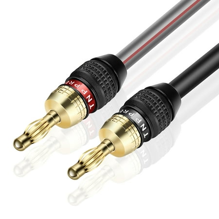 Speaker Cable with Banana Plug Tips - High Count Strand 12 AWG Electrical Speaker Wire Connector 12 Gauge Cord 24K Gold Plated & Corrosion Resistant for Home Theater System