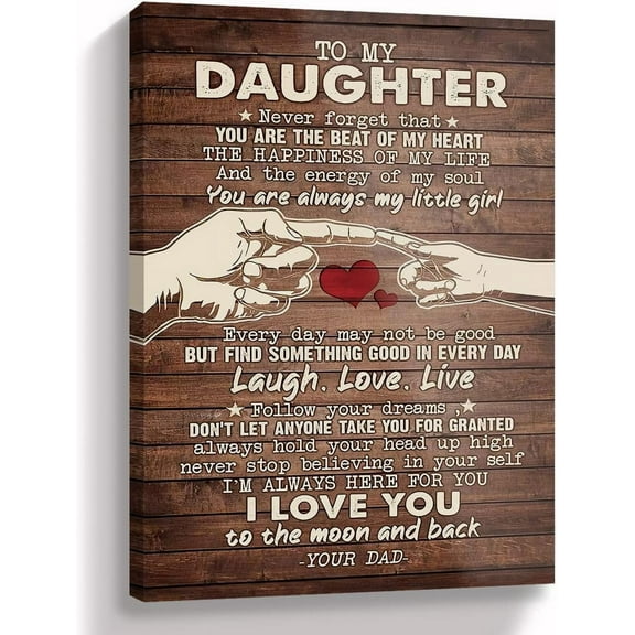 To My Daughter I Love You To The Moon And Back Canvas Wall Art Prints Daughter Themed Art Decor for Office Home Girl Room Bedroom Living Room,Daughter Gifts From Dad，11”x14”Inch Paintings Art Decor
