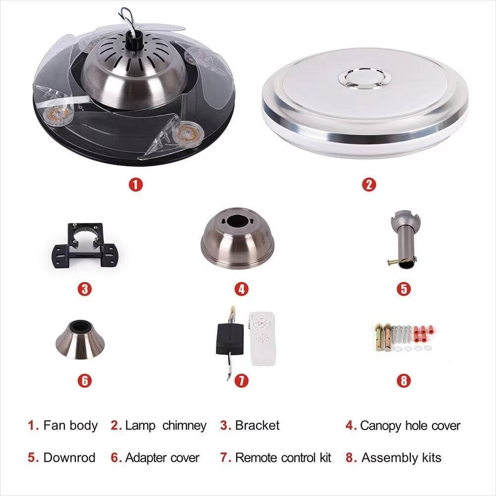AFANQI Modern Multifunctional Ceiling Fan with Light and Bluetooth Speaker, Retractable Ceiling Ceiling Light Ceiling Fan with Remote Control, Invisible Ceiling Fan for Living Room Bedroom (42 Inch)
