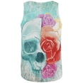 thumbnail image 2 of Halloween Distressed Skull and Flowers All Over Mens Tank Top, 2 of 2