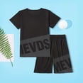 thumbnail image 2 of Gyujnb Boys 2 Piece Summer Athletic Outfit Letter Print Short Sleeve Tee and Workout Shorts Casual Sports Set,13-14 Years, 2 of 5