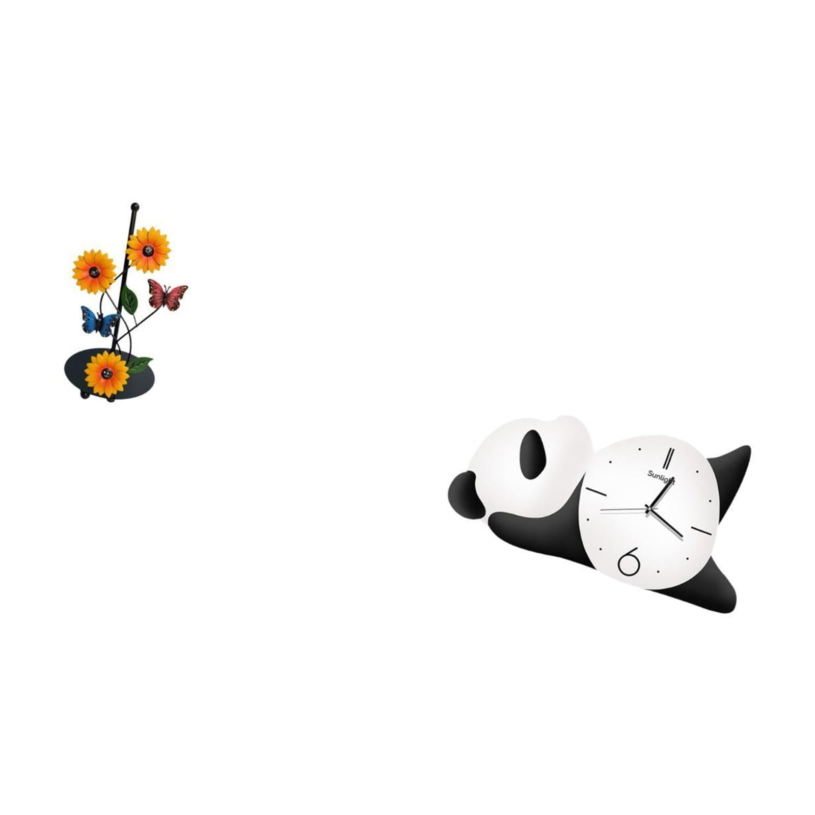 Fiocias Toilet Paper Holder And Wall Clock Set Iron Paper Towel Holder Countertop Stand Decorative Panda Clock Glass Density Board Stable Weighted Base Suitab