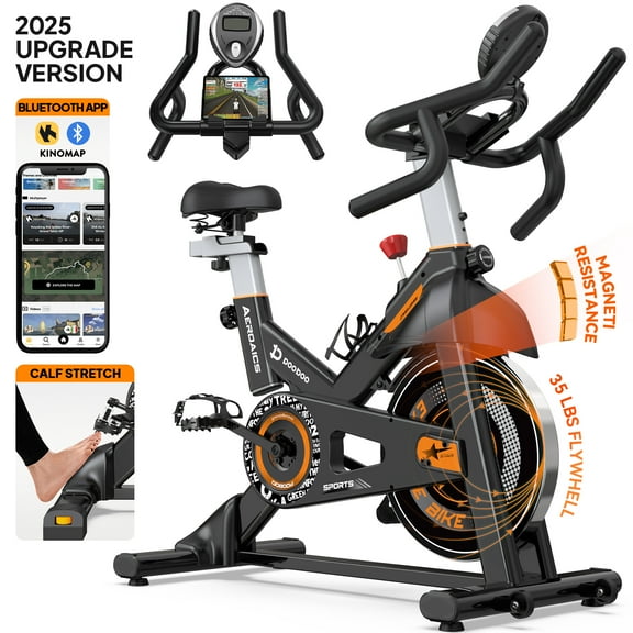 Pooboo Exercise Bike Cardio Stationary Cycling Bicycle Magnetic Resistance Cycle Bicycle with LCD Monitor & Ipad Mount forIndoor Home Workout Weight up to 350 lbs