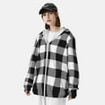 thumbnail image 5 of Balery White And Black Plaid Men's Women's UPF 50+ Sun Protection Lightweight Hoodie Performance Long Sleeve Shirt for Fishing Running-3X-Large, 5 of 9
