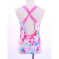 thumbnail image 5 of TiaoBug Little Kids Girls One-Piece Swimsuits Printed Rash Guard Crisscross Swimwear Tie Dye Bathing Suit Colorful Fish Scales 6, 5 of 7