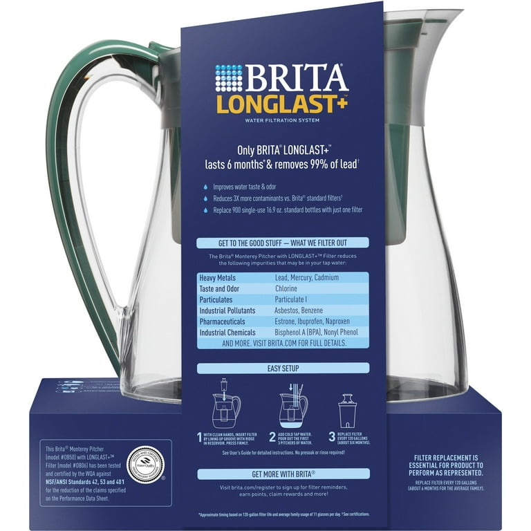 Brita Monterey Water Filter Pitcher, 10 Cup - Blue Brita Monterey Water Filter Pitcher, 10 Cup - Blue