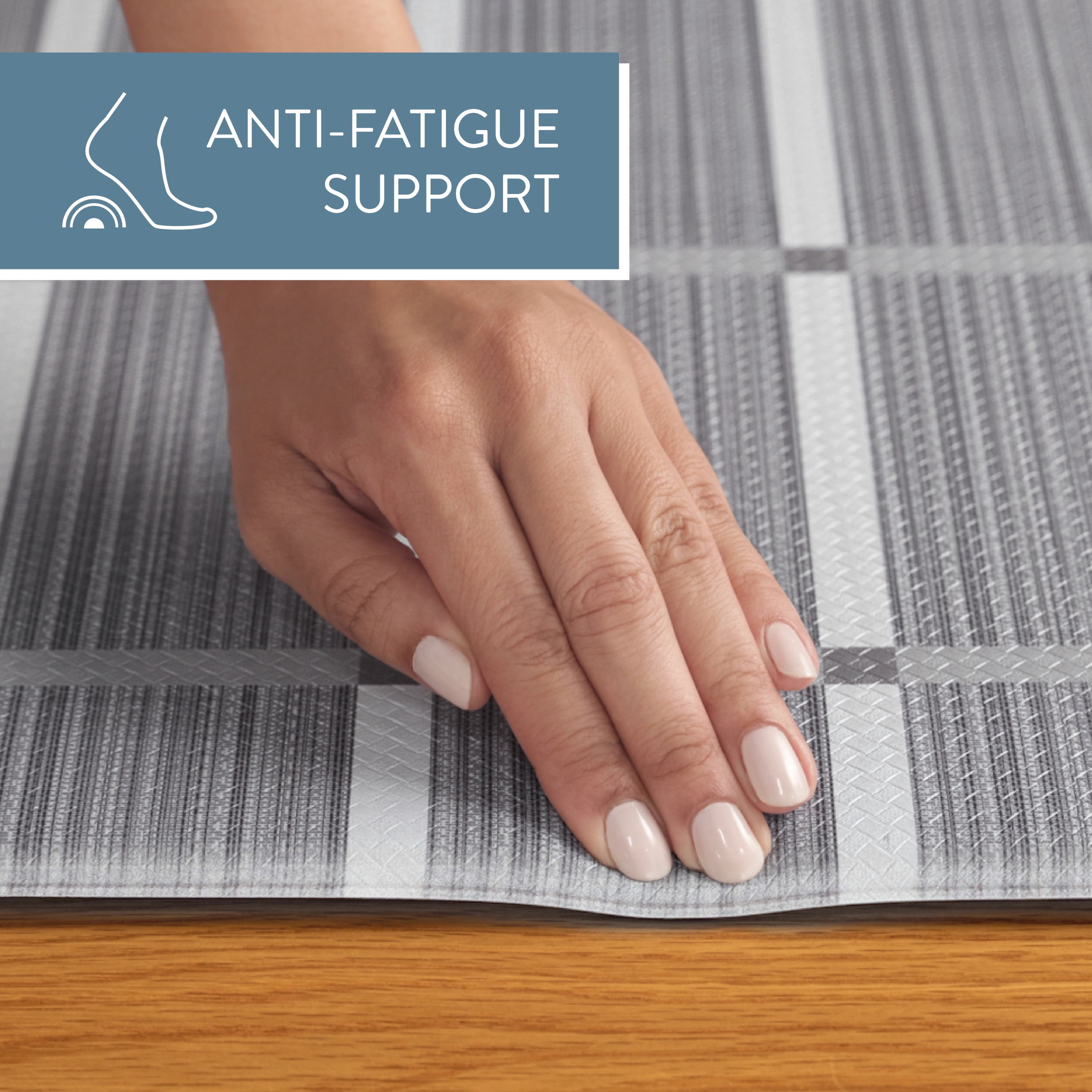 TOWN & COUNTRY BASICS Comfort Plus Windowpane Plaid Anti Fatigue Comfort Mat, Kitchen Mat, Standing Desk Mat, Dorm Room Rug, Non-Slip Backing, Red, 18"x39"