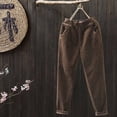 thumbnail image 2 of Gibobby pantalones de yoga Moda mujer talla grande pana cintura elástica bolsillo Harem pantalones largos (Café, M), 2 of 4
