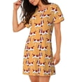 thumbnail image 2 of Fotbe Dachshund Dog Puppy Bata de Dormir para Mujer con Estampado, Camisón de Algodón de Manga Corta, Ropa de Dormir Casual, 2 of 6