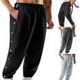 thumbnail image 1 of Men Jogger Pants Sides Buttons Workout Trousers Casual Sweatpants, 1 of 5