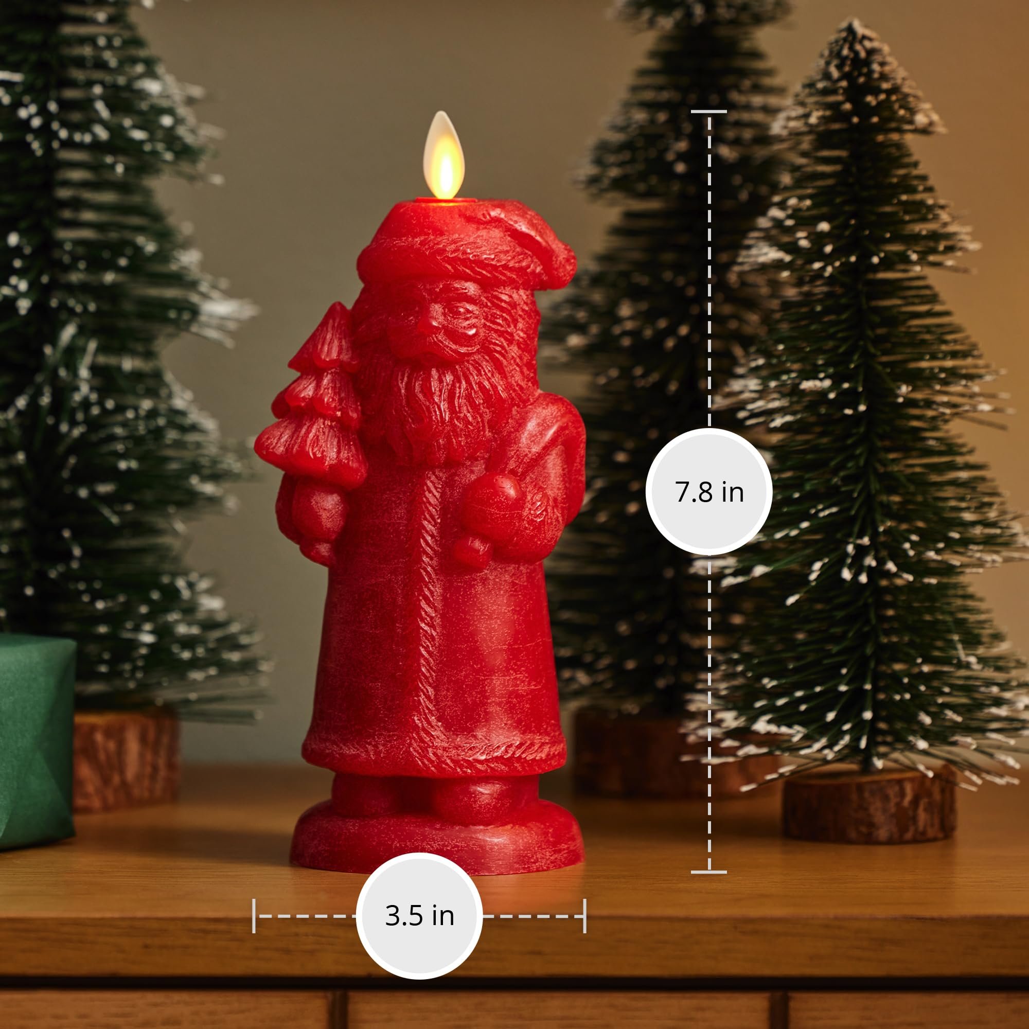 Luminara - Flameless Holiday LED Candle Battery Operated Moving Flame - Red Santa - Pack of 1-3x7 - Unscented Indoor Realistic Flickering Safe