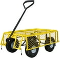 thumbnail image 7 of JOYFULIN Steel Garden Cart, 550LBS Heavy Duty Garden Wagon Cart with 10" All Terrain Tires, Mesh Removable Sides and 180°Rotating Handle, Metal Utility Wagon for Yard, Lawn, and Outdoor Use, Yellow, 7 of 7