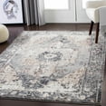 thumbnail image 6 of BoutiqueRugs Newalla Bohemian Oriental Medallion Area Rug - Farmhouse Traditional Floral Carpet for Living Room, Bedroom - Gray, Blue, Cream - 7'10" Square, 6 of 19